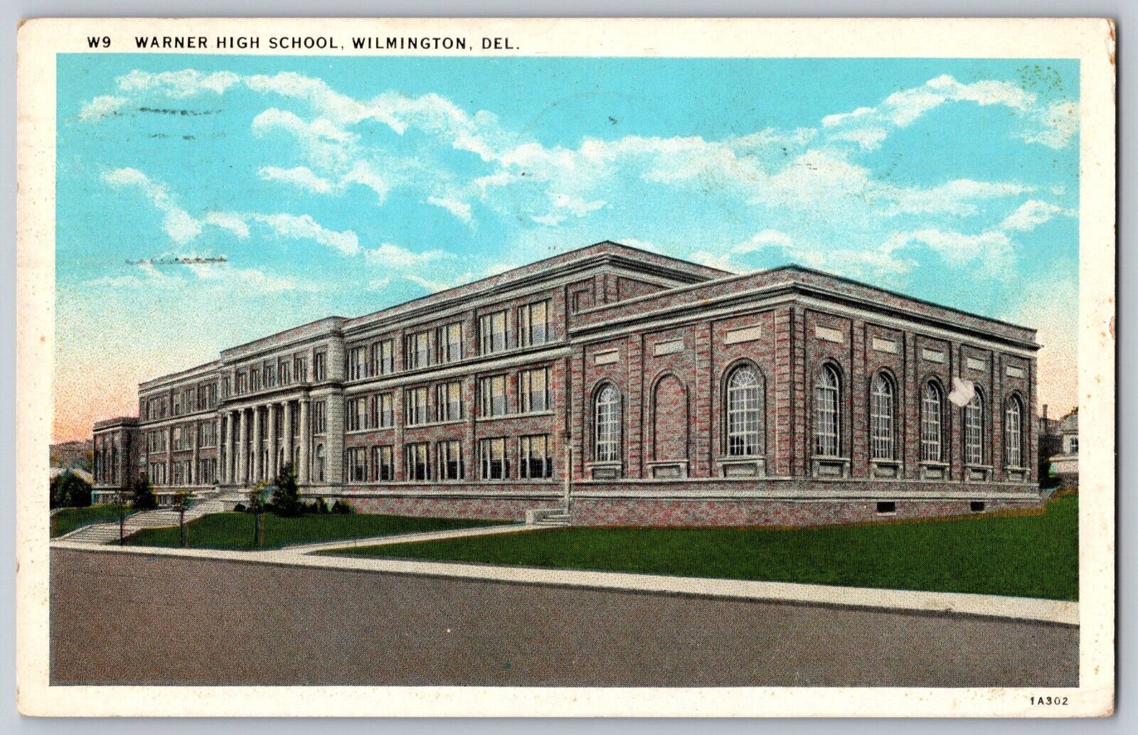 Postcard 1932 Warner High School Wilmington Delaware C17