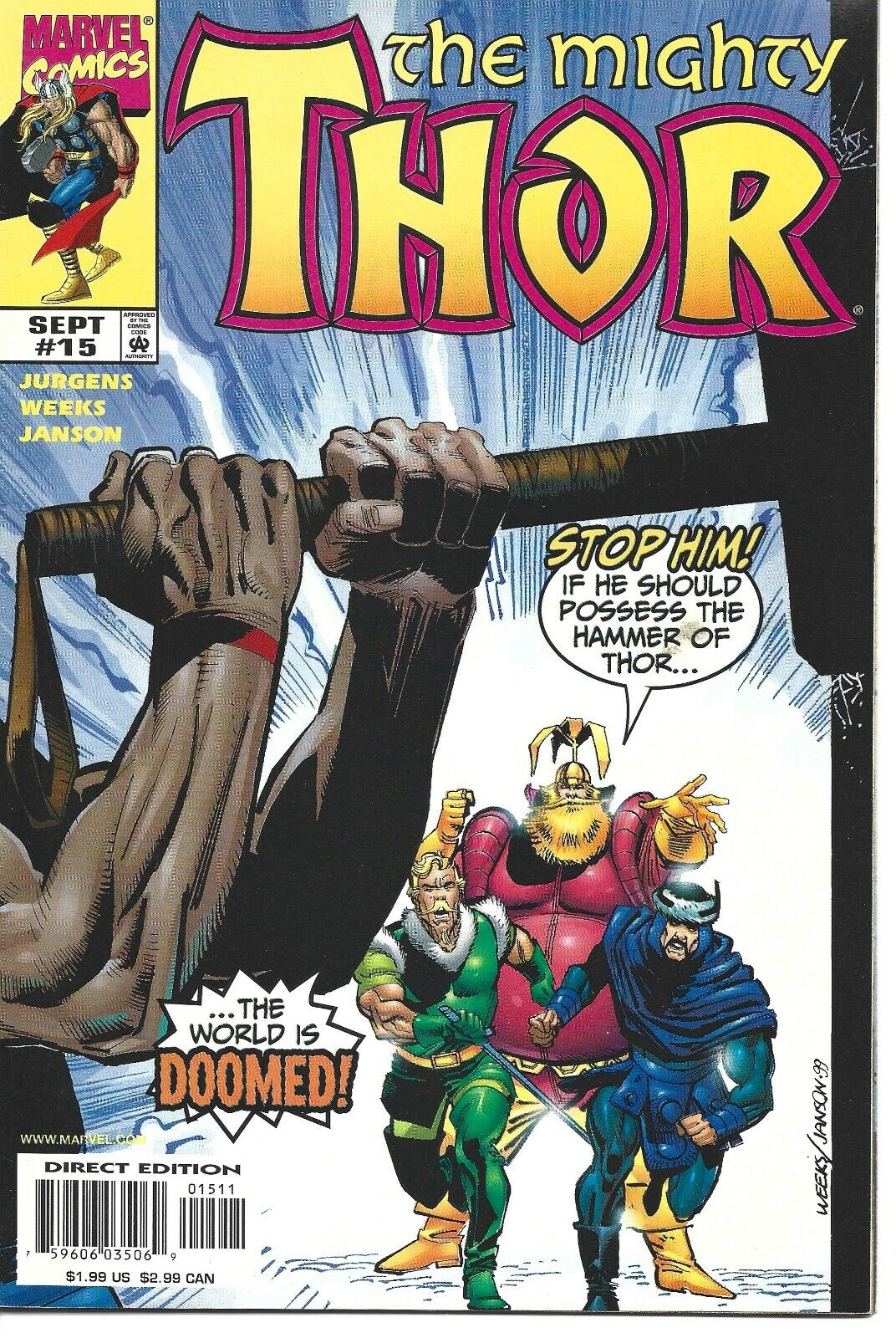 THE MIGHTY THOR #15 MARVEL COMICS 1999 BAGGED AND BOARDED