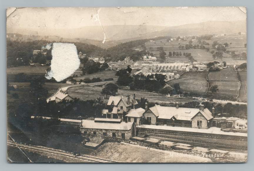 Middleton-in-Teesdale Railroad Station RPPC Durham Antique Real Photo (Damage)