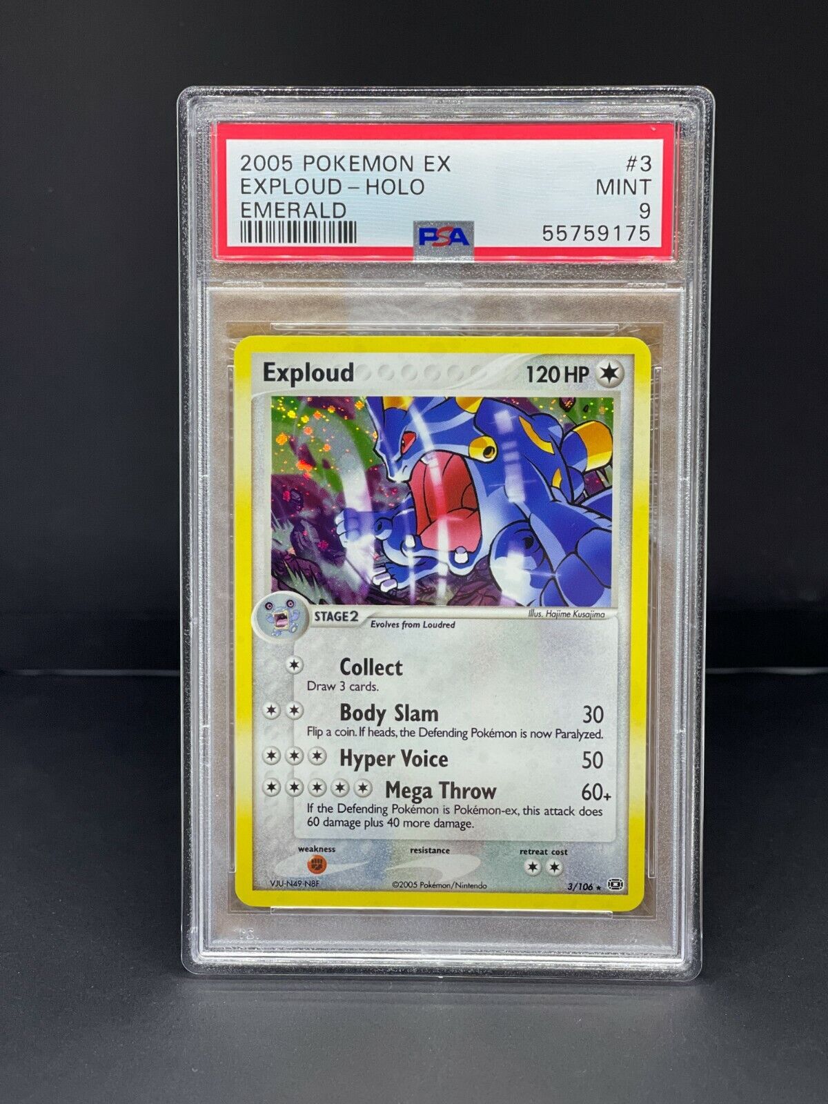 Pokemon Ex Emerald Exploud Holo Rare PSA 9 MINT #3 - Graded Card English 2005