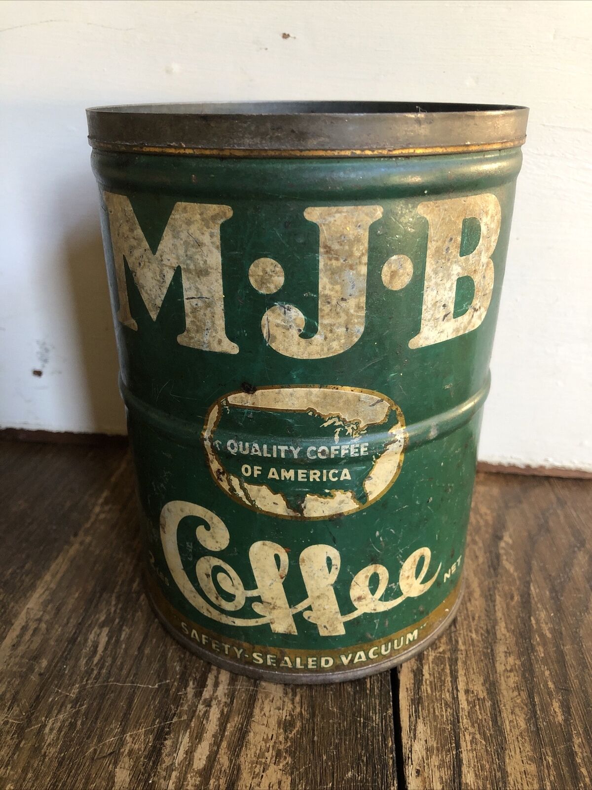Vintage M•J•B COFFEE CAN TIN 2 LBS. SAN FRANCISCO CALIFORNIA No Lid