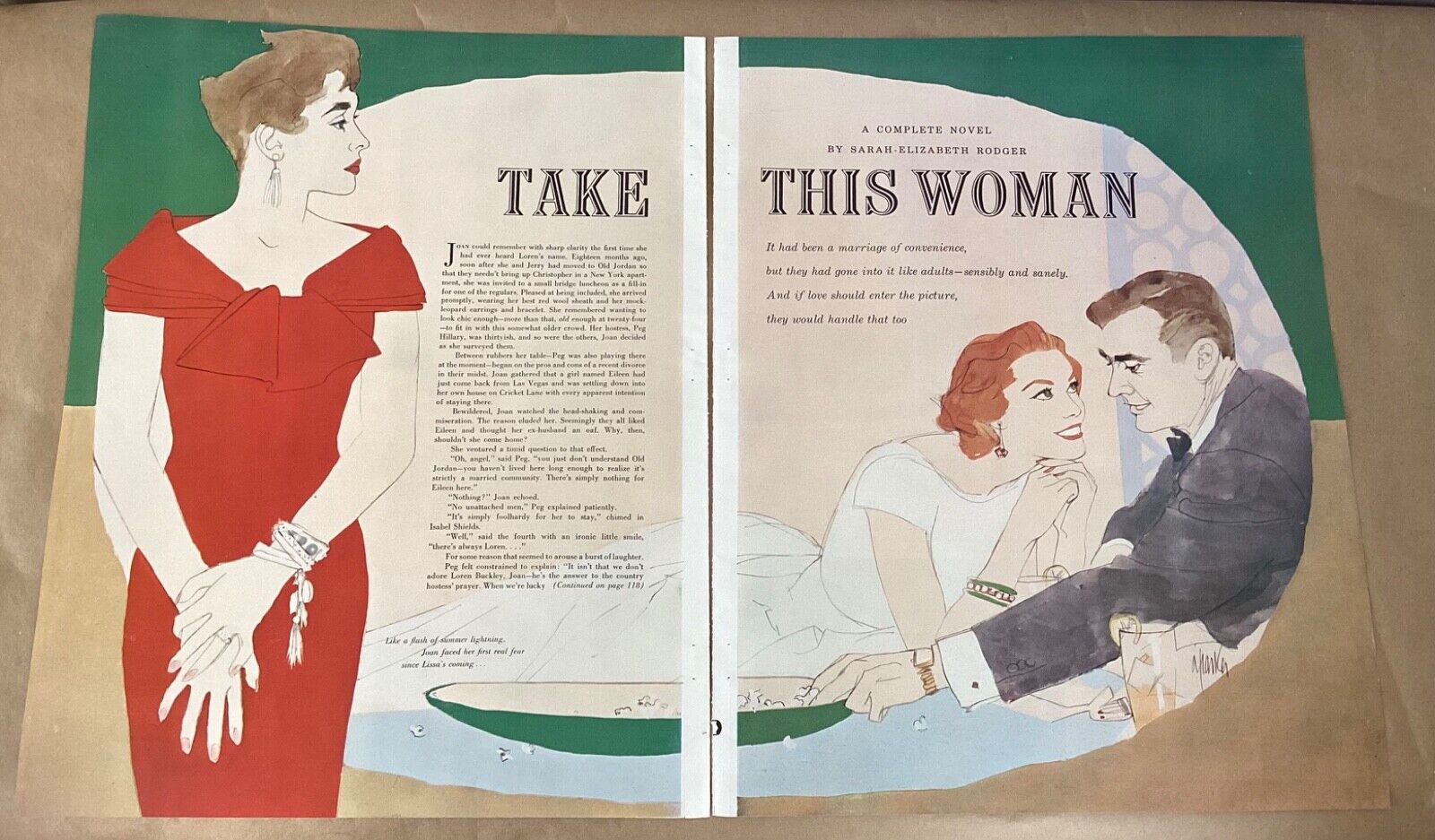 Take This Woman print pictorial 1956 vintage 1950s home decor art illustration