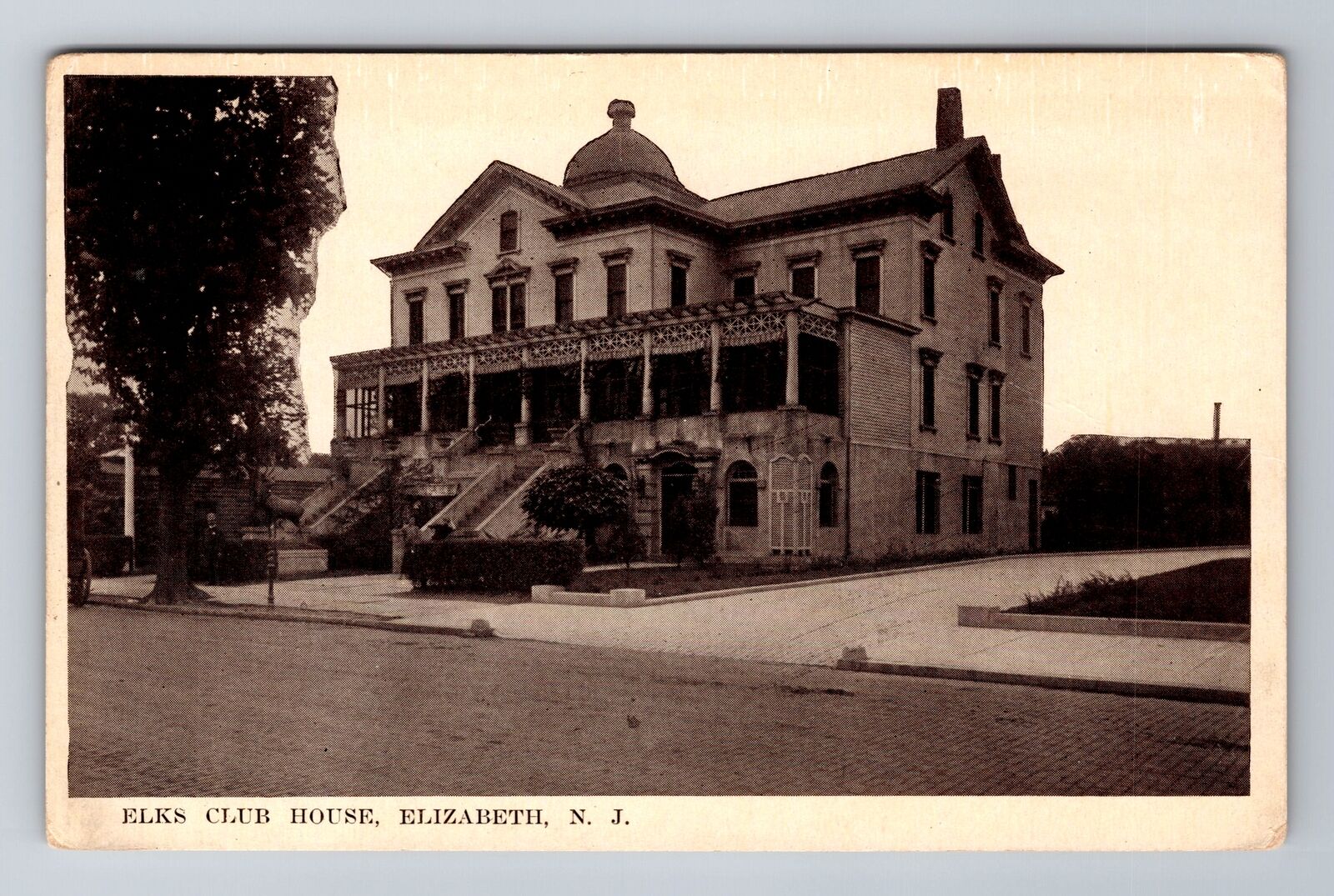 Elizabeth NJ-New Jersey, Elks Club House, Antique, Vintage Souvenir Postcard