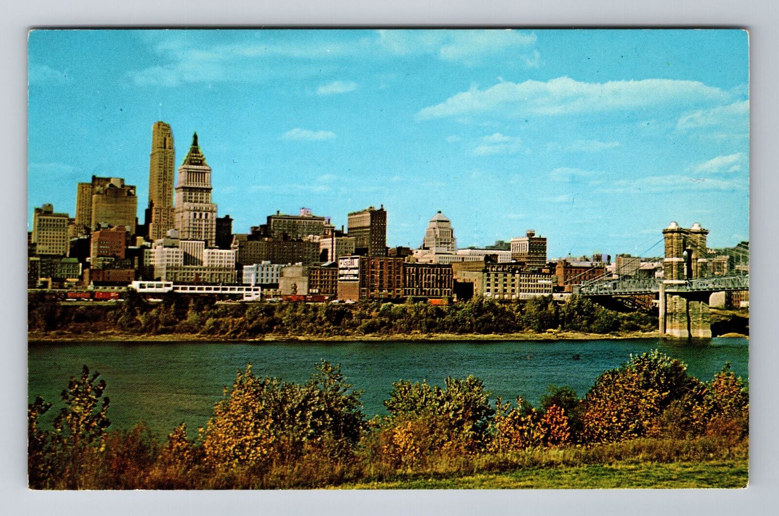Cincinnati OH-Ohio, Cincinnati Skyline, Antique, Vintage Souvenir Postcard