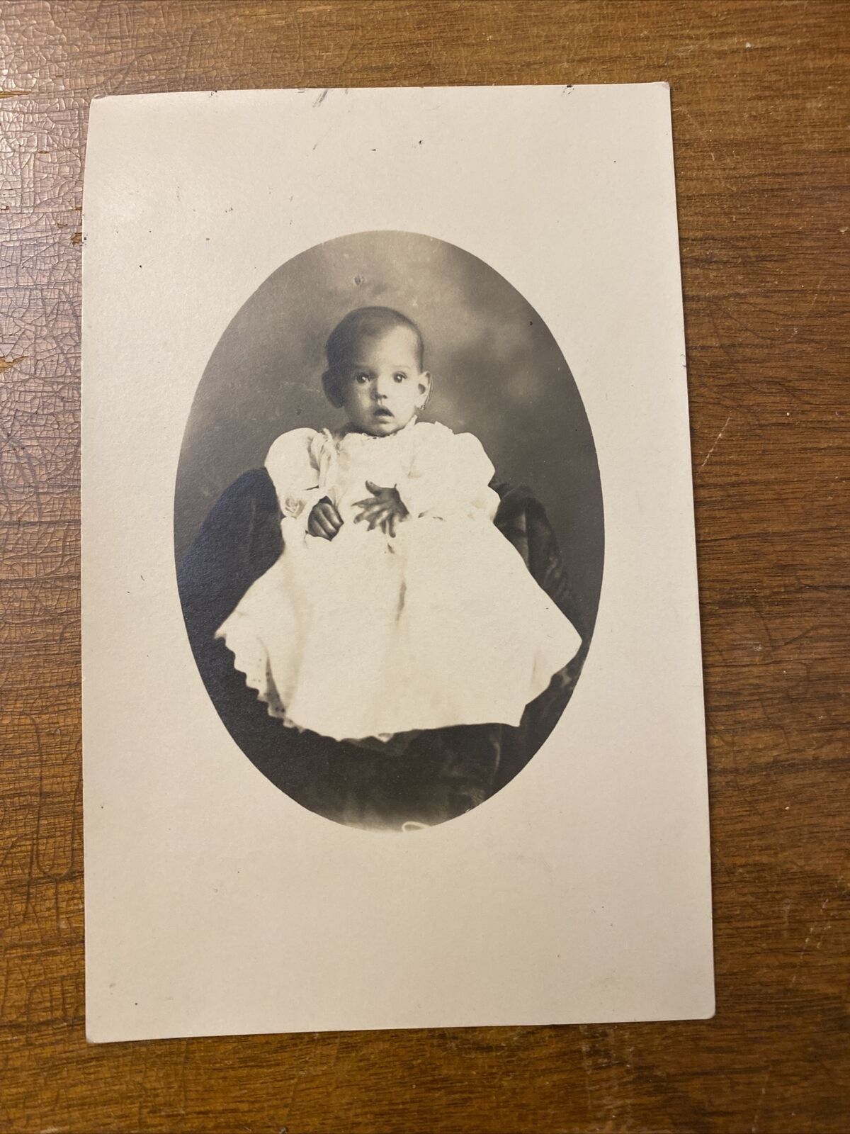 RPPC Baby Child In White Dress Vintage Antique Real Photo Postcard