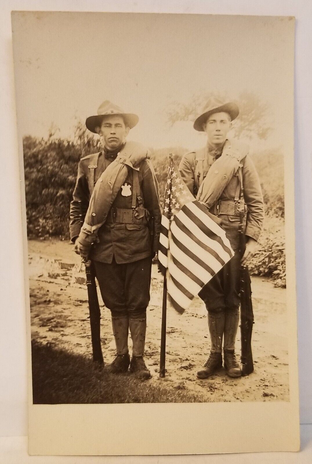 18: c.1914 Harlingen, TX Mexican Revolution Armed Mexican & U.S. Soldiers RPPC