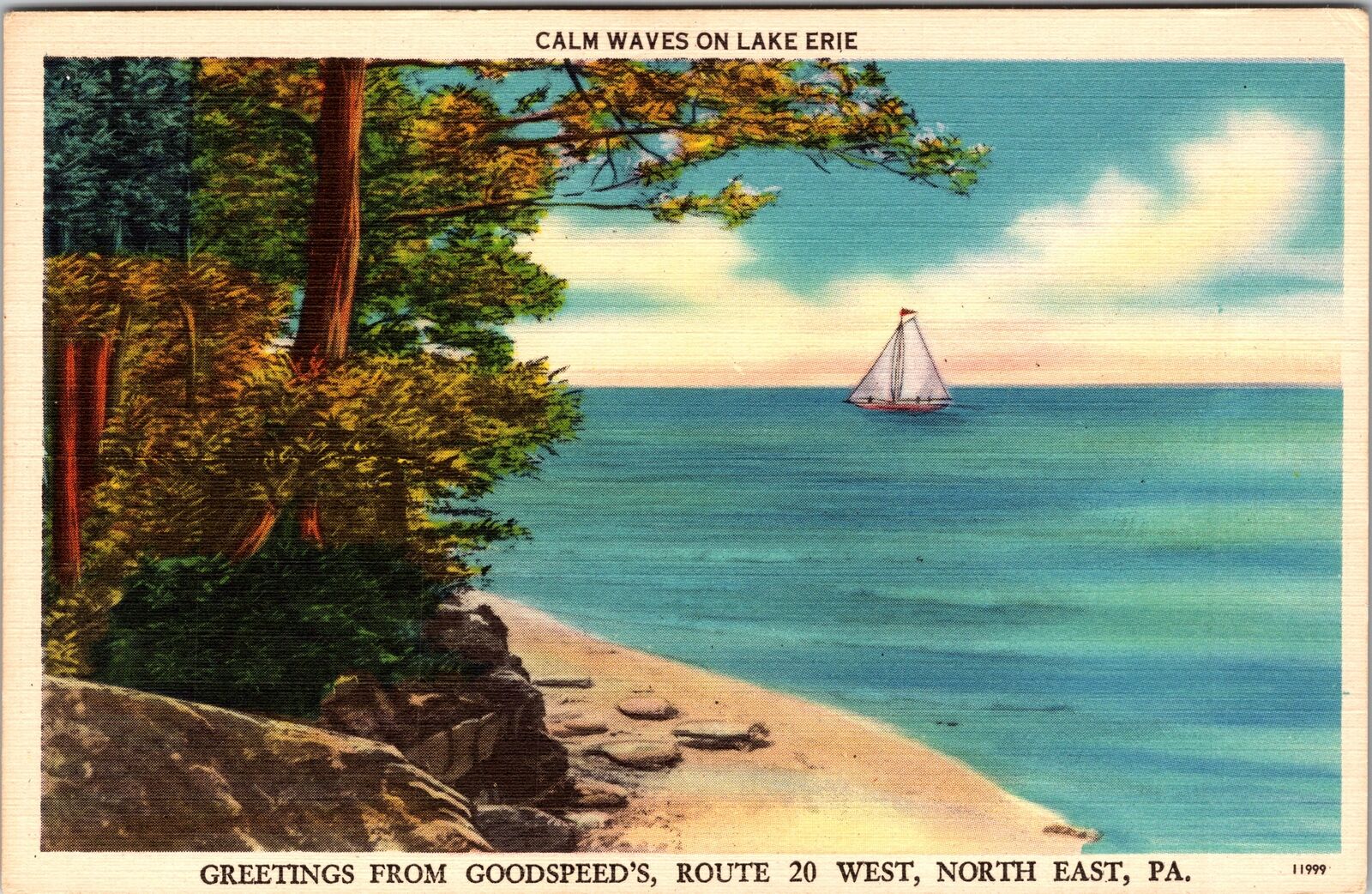 North East PA-Pennsylvania, Scenic Greetings, Waves, Vintage Postcard
