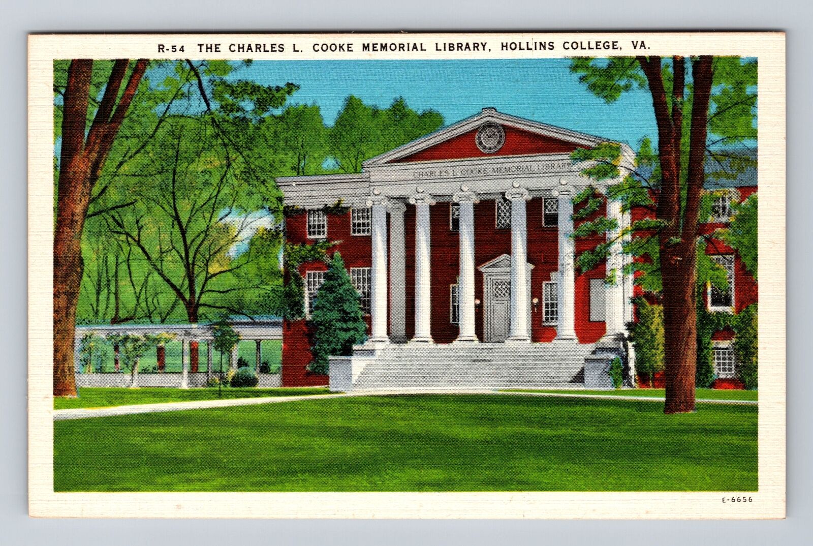 Hollins College VA-Virginia, Charles L Cooke Memorial Library, Vintage Postcard