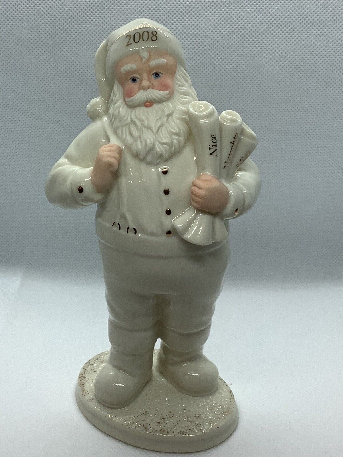 Lenox Santa\'s Lists Holiday 7” Figurine Collectible Naughty And Nice 2008 Beige