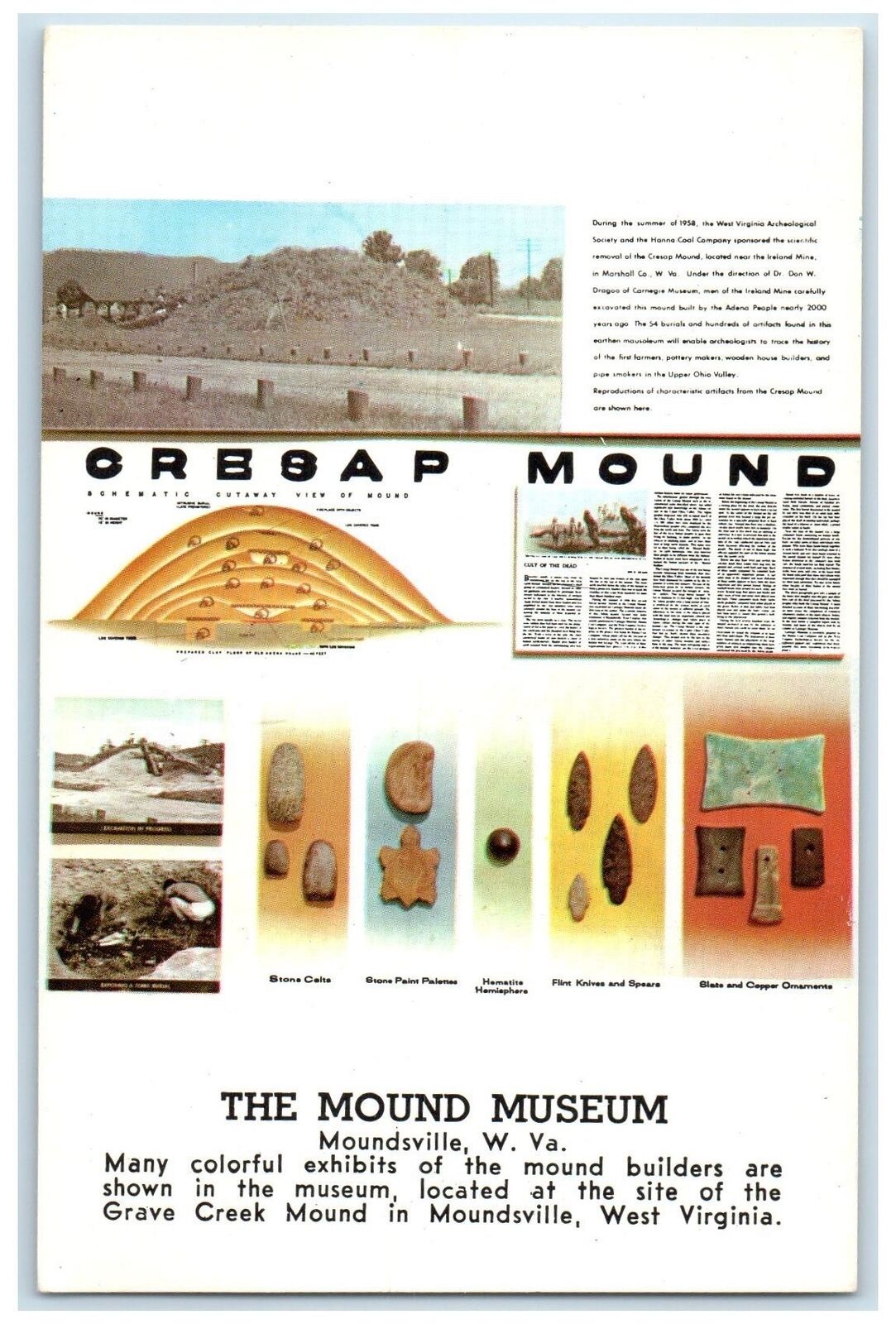 c1950\'s The Mound Museum Stone Exhibits Moundsville West Virginia WV Postcard
