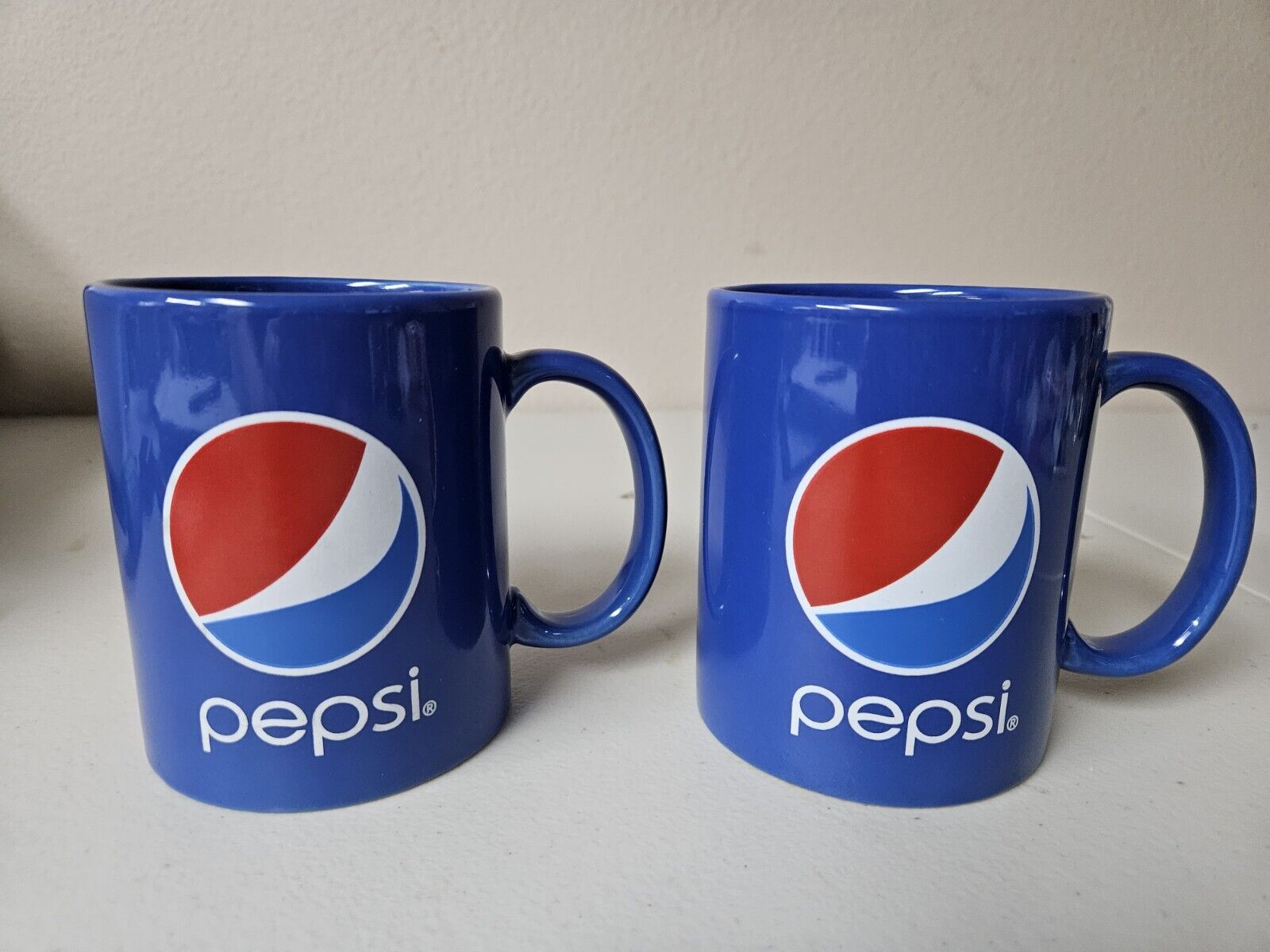 Set Of 2 Pepsi Cola Coffee Mugs Blue Pepsi Logo