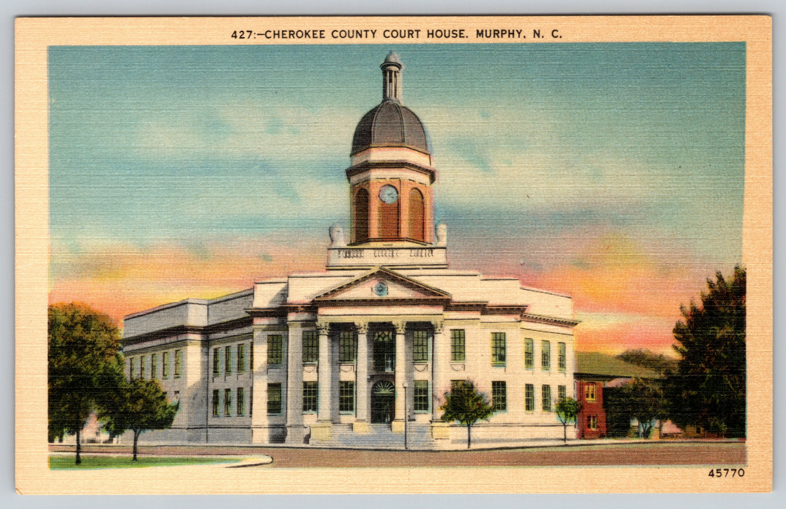 c1940s CHEROKEE COUNTY COURT HOUSE. MURPHY, N. C. Vintage Postcard