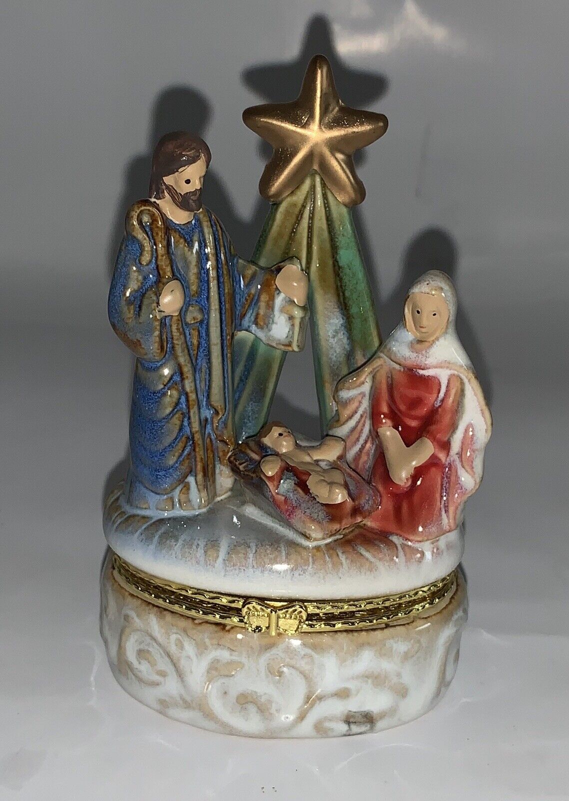 Kirkland\'s Ceramic Holy Family Trinket Box