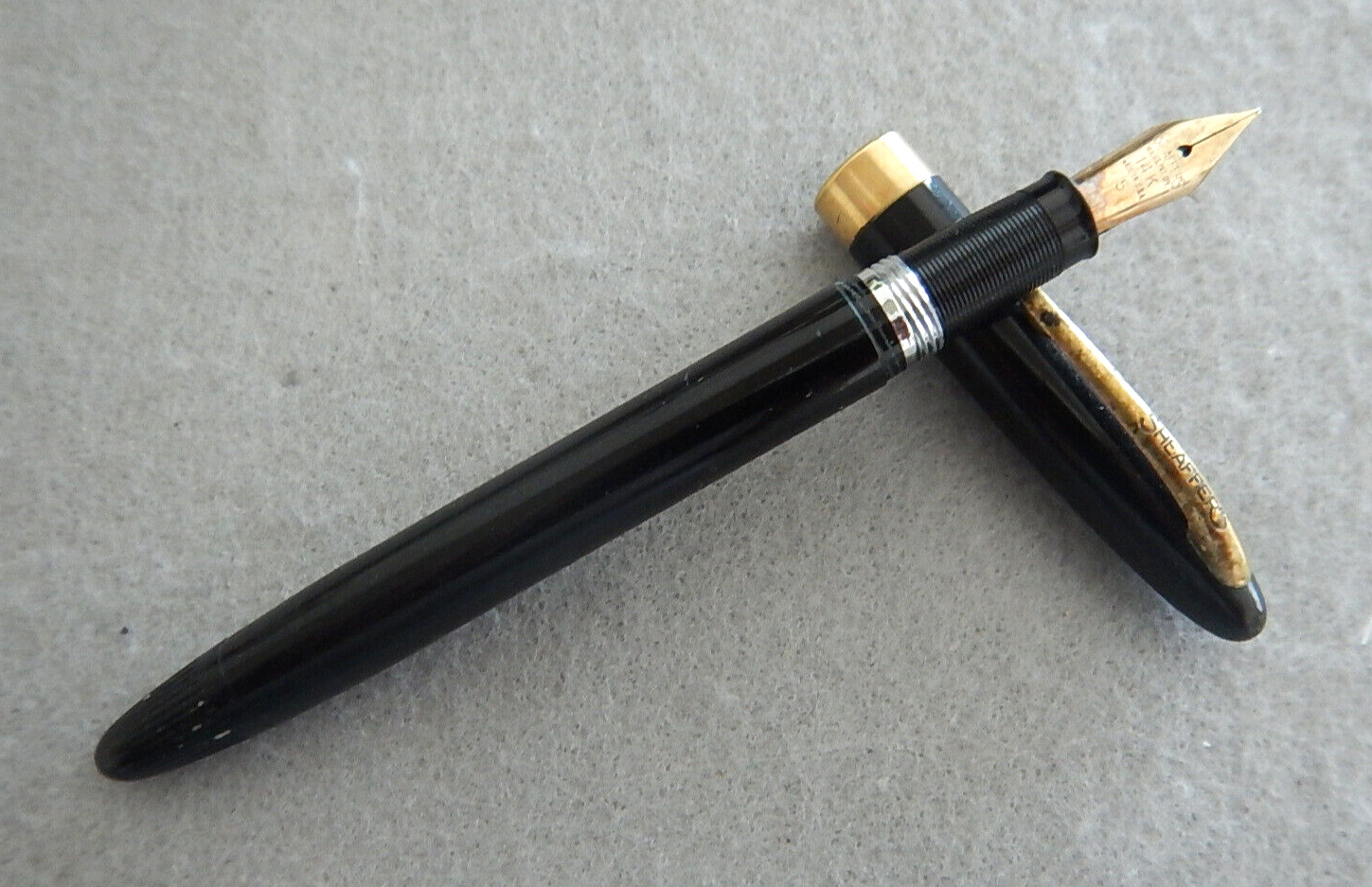 Sheaffer Admiral Black Snorkel Fountain Pen w/ 14K #5 Nib 1950s Personalized