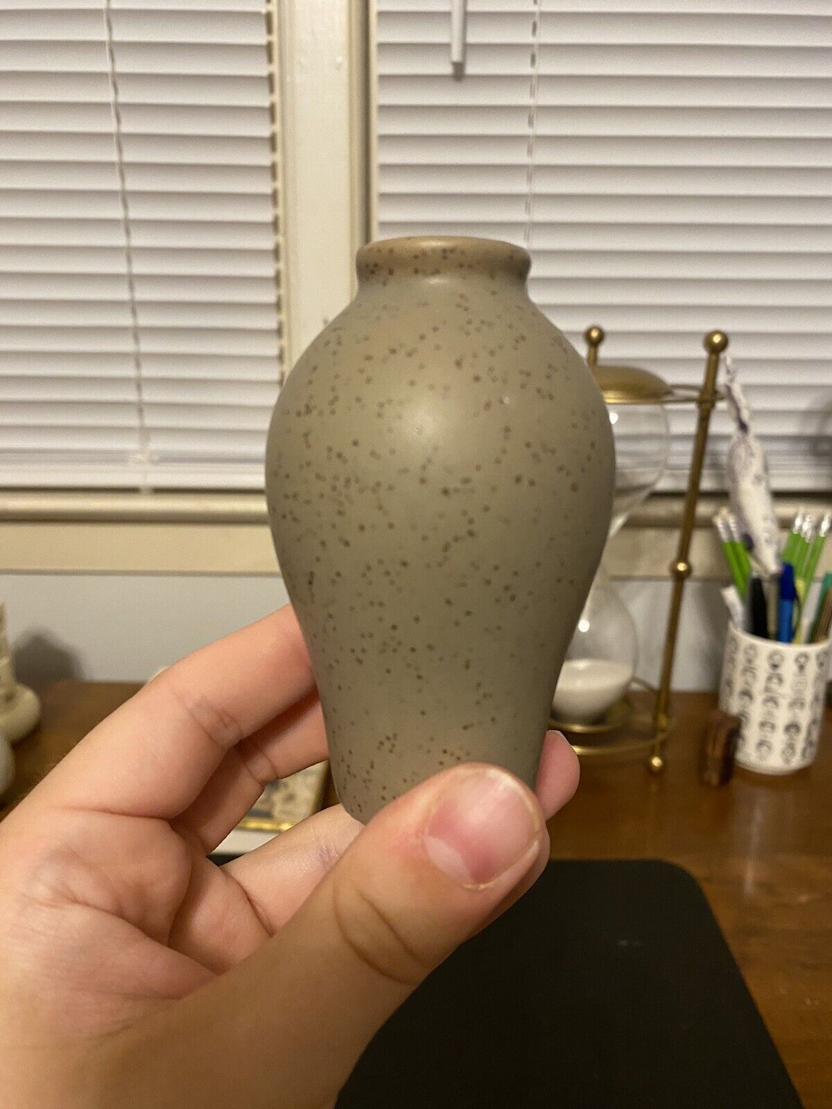 Vintage Small Brown Spotted Bud Vase