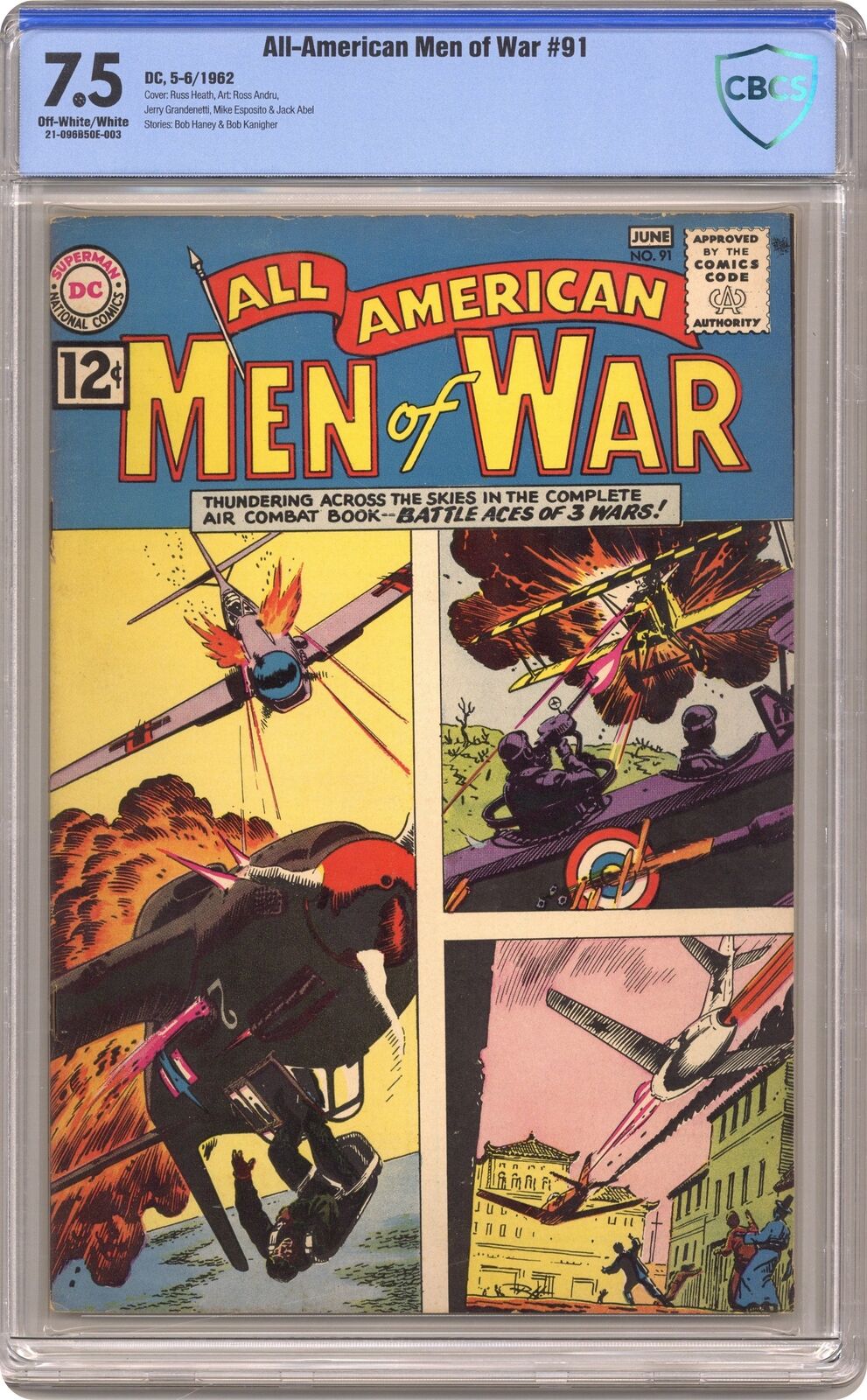 All American Men of War #91 CBCS 7.5 1962 21-096B50E-003