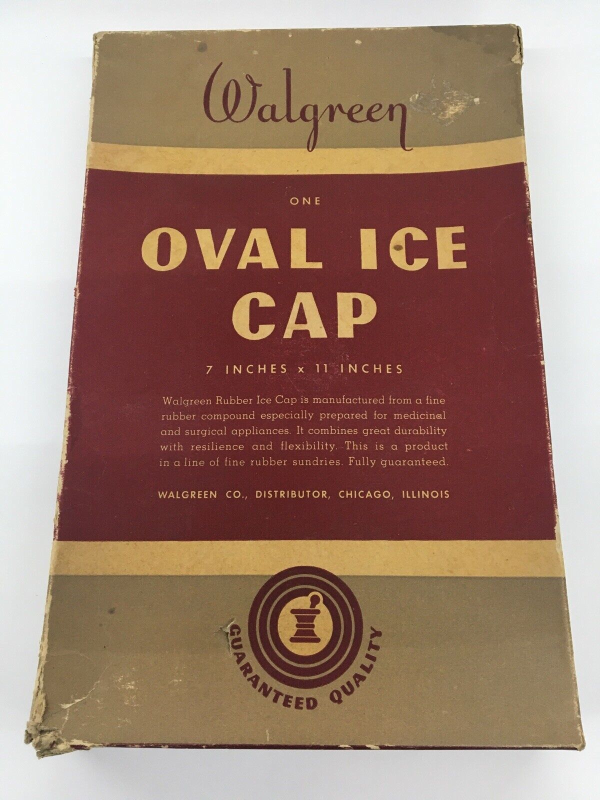 Walgreen Oval Ice Cap 7” By 11” Vintage Helper For Headache Toothache Aches B30
