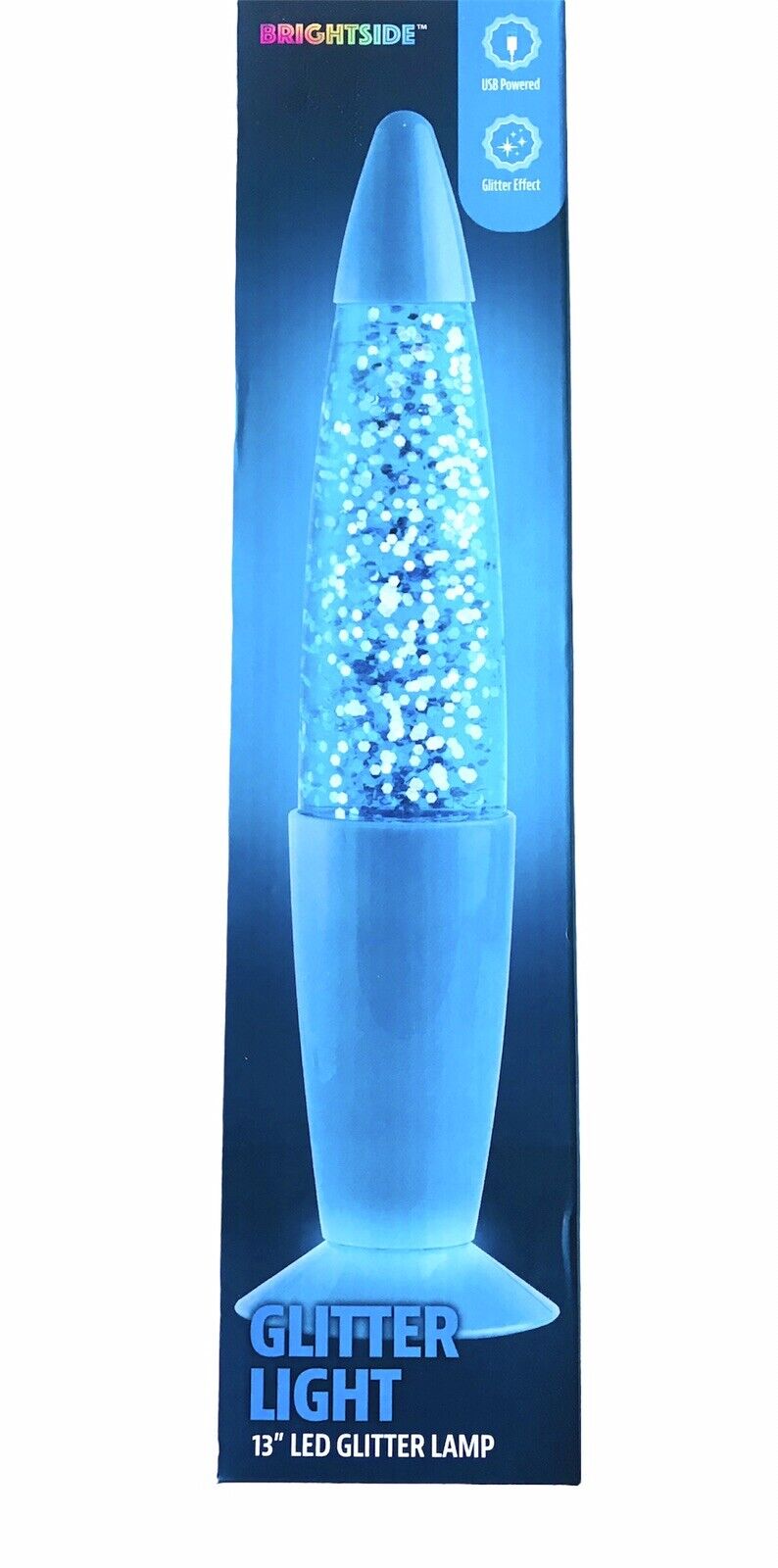 BRIGHTSIDE Glitter Light Lamp 13” LED Lamp Blue Water+ Silver Glitter SEALED BOX