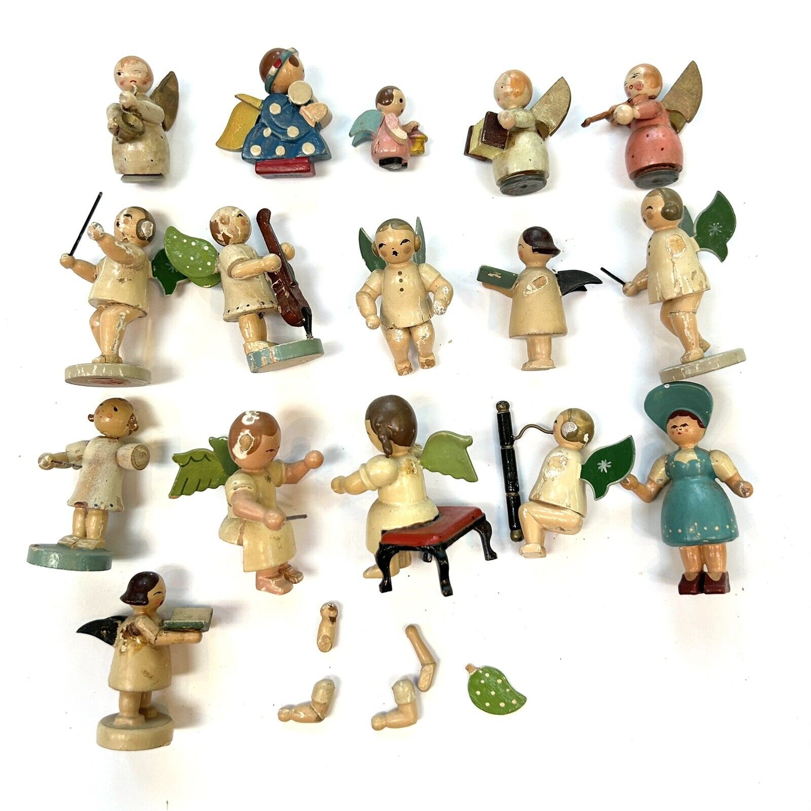 Lot 16 Vintage Wooden Christmas Angels READ Kuhne Germany Italy