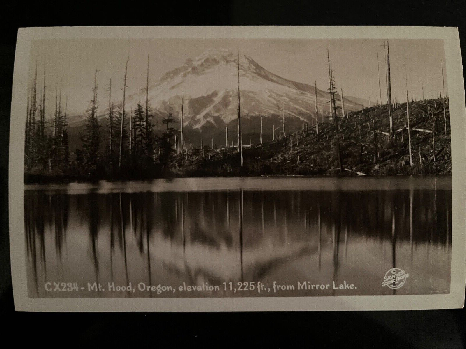 Antique Postcard Mt. Hood Oregon Mirror Lake RPPC