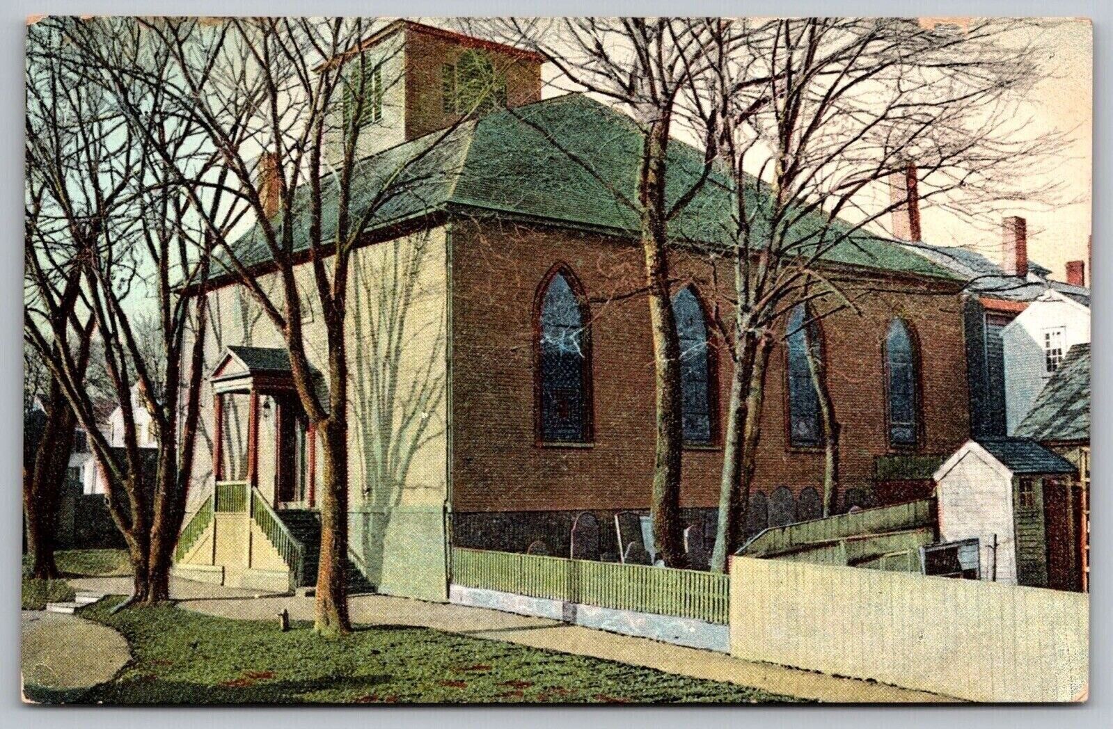 Marblehead Massachusetts Saint Michaels Church Cemetery Fall Vintage Postcard
