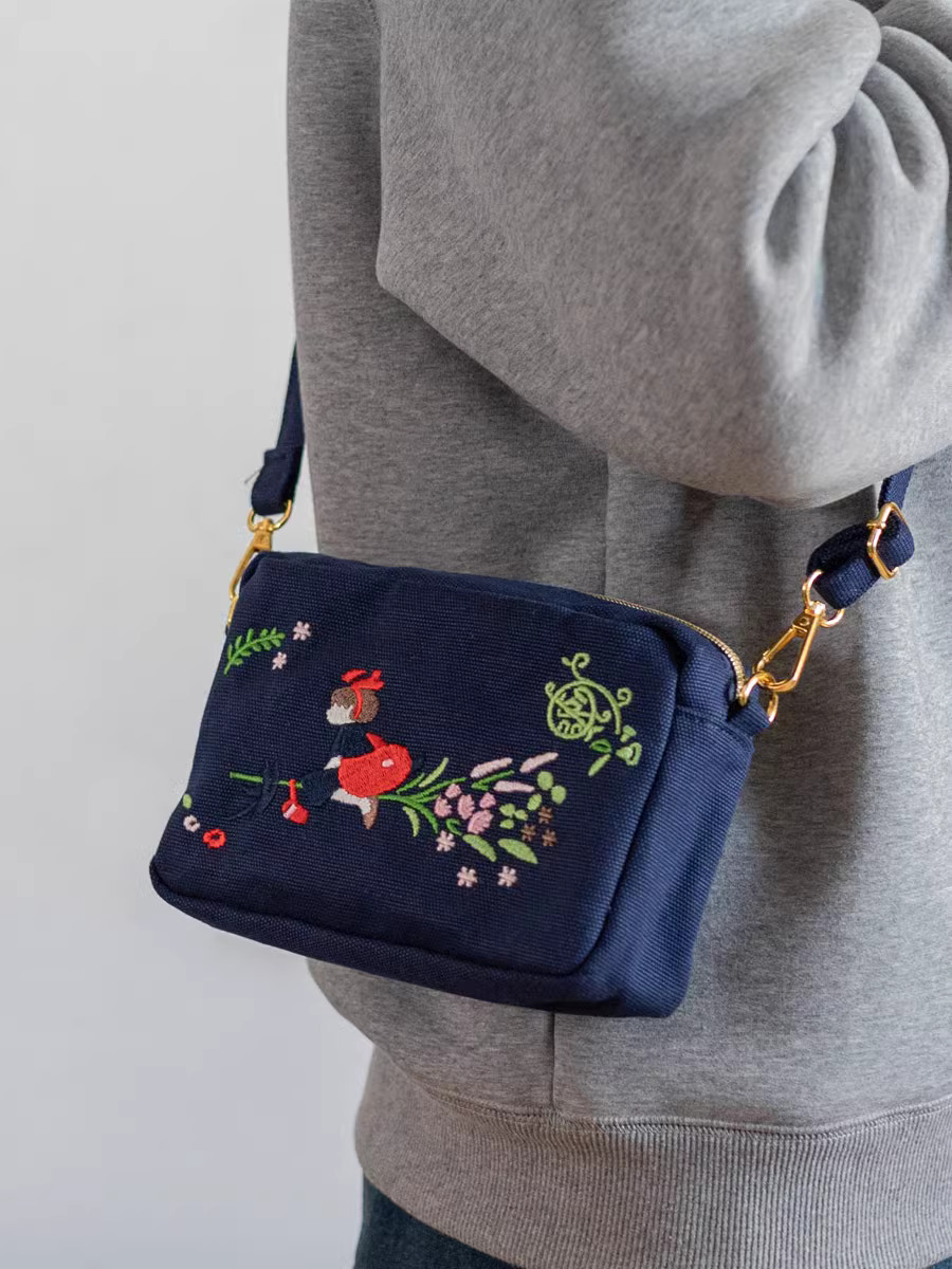 Japan Ghibli  KiKi\'s Delivery  embroidery Shoulder Bag corduroy Coin Wallet bag