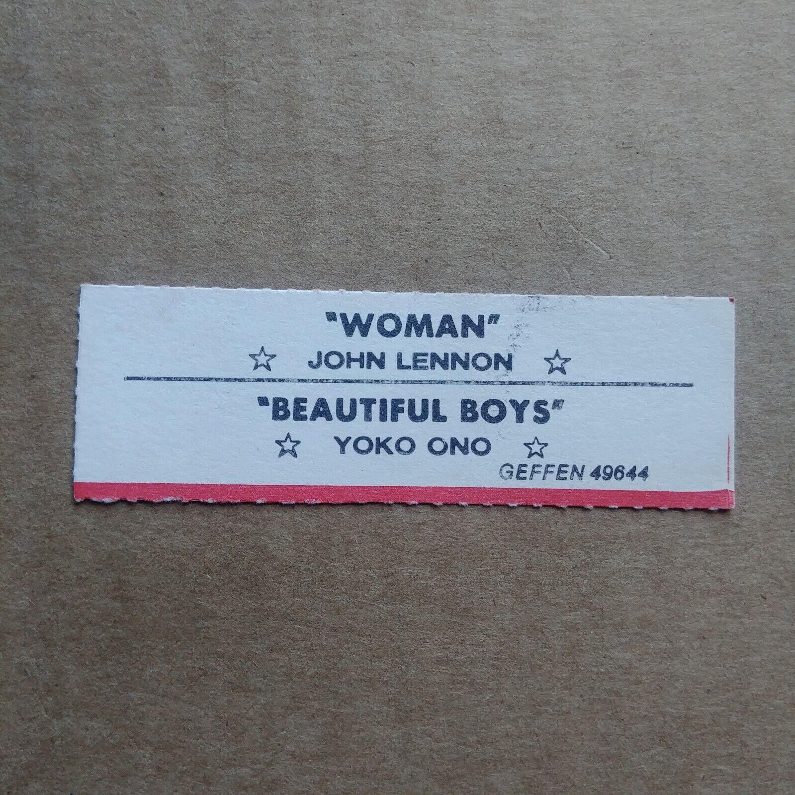 JOHN LENNON Woman/Beautiful Boys JUKEBOX STRIP Record 45 rpm
