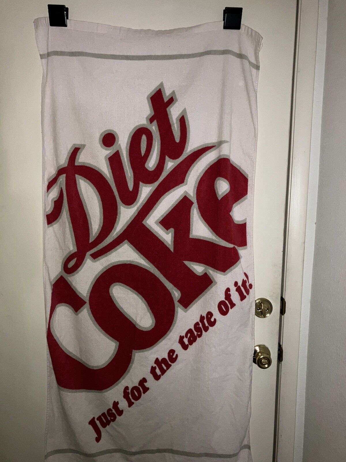 Vintage Diet Coke COCA-COLA Beach Towel White 26” x 56” Logo 100% Cotton