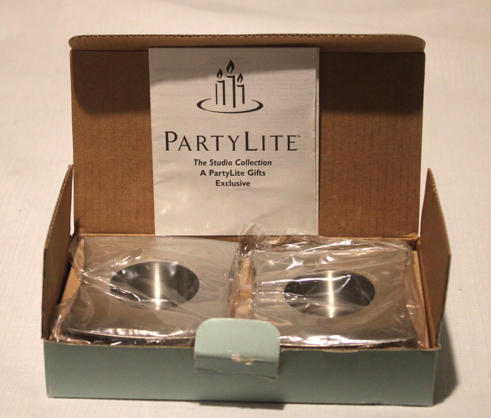 PartyLite Studio Collection 2 Tealight Holders Square P7289 Retired NEW in Box