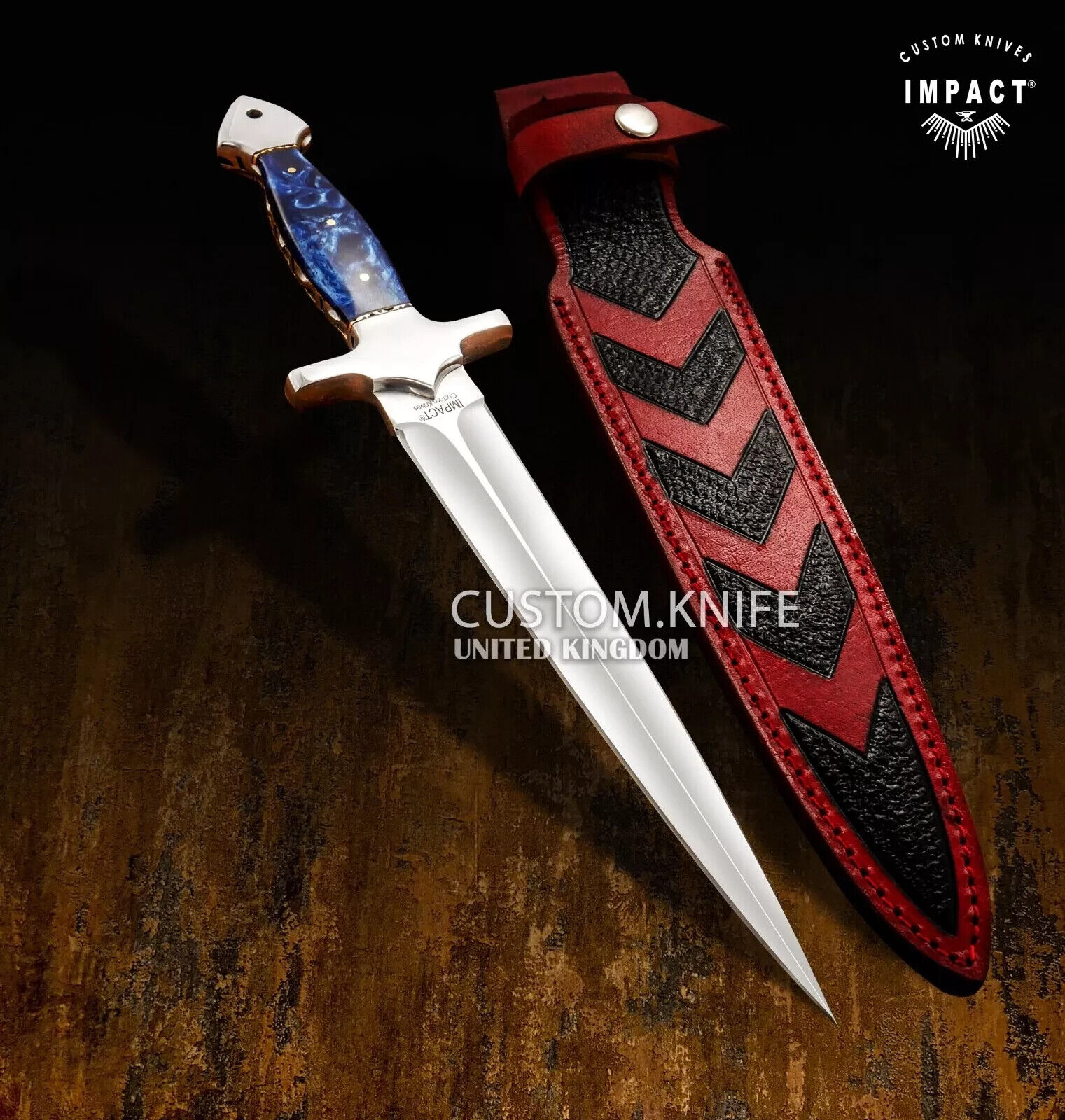 IMPACT CUTLERY CUSTOM DAGGER KNIFE FULL TANG RESIN HANDLE- 1649