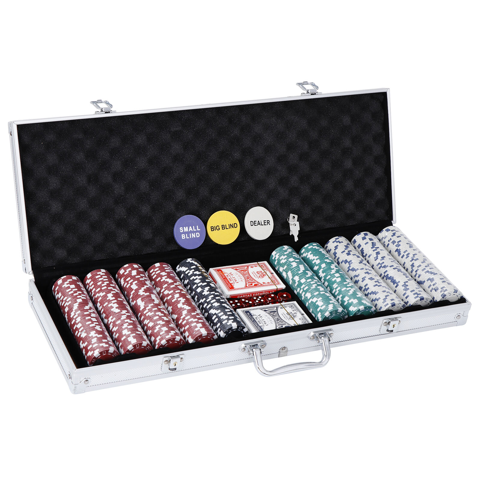 500 PCS Poker Chips Set 11.5 Gram Holdem Cards Game with Portable Aluminum Case