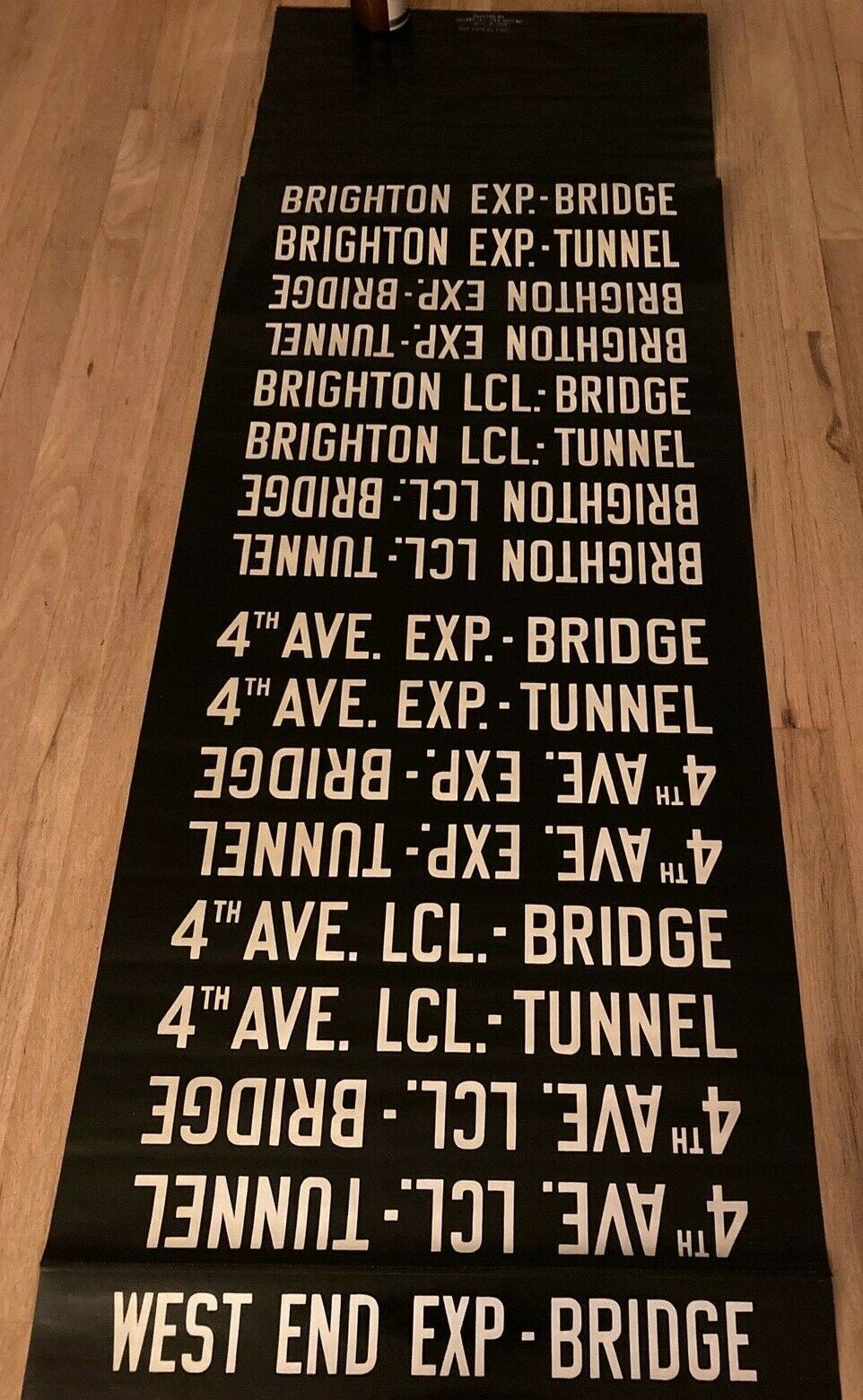 Vintage 1948 New York Subway BMT R-10 Route Rollsign In It\'s Original Ship Tube
