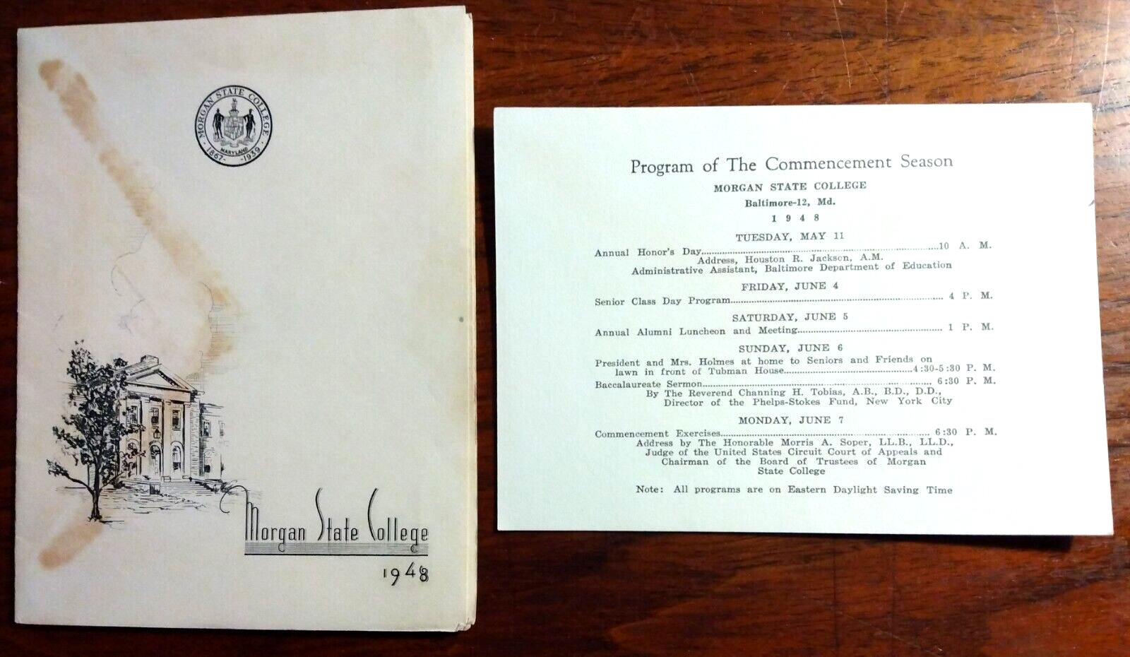 1948 Morgan State College Announcement of Commencement Exercises & Program