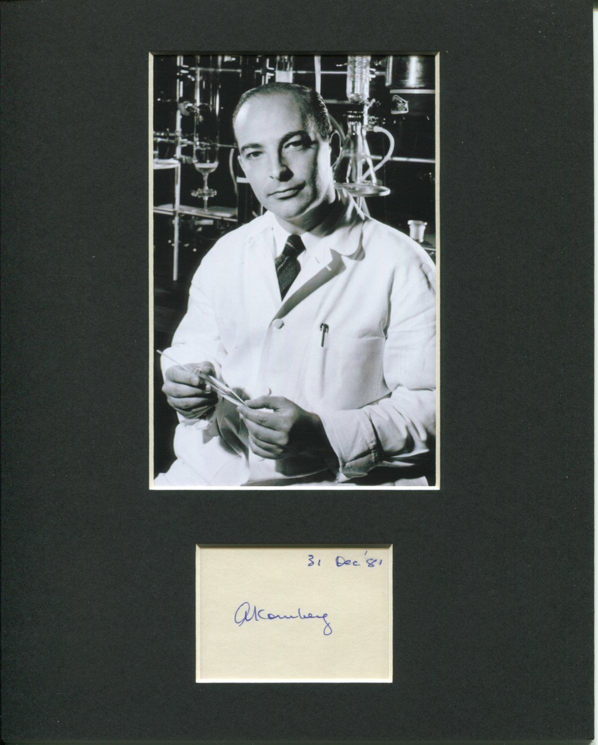 Arthur Kornberg 1959 Nobel Prize Medicine Rare Signed Autograph Photo Display