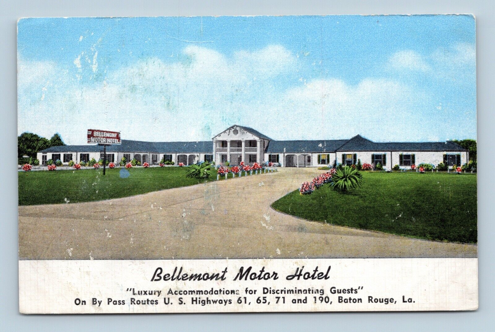 Bellemont Motor Hotel Motel Baton Rouge Louisiana LA UNP Linen Postcard J16