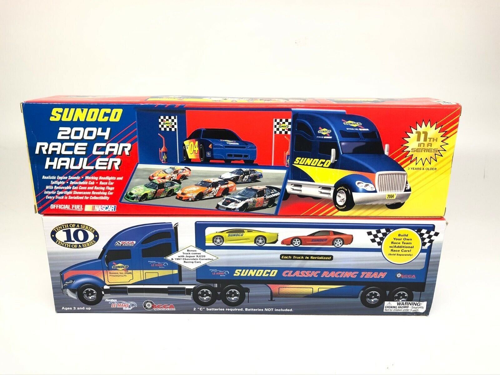 Set of 2 Sunoco Race Car Haulers 2004 and 2003 New