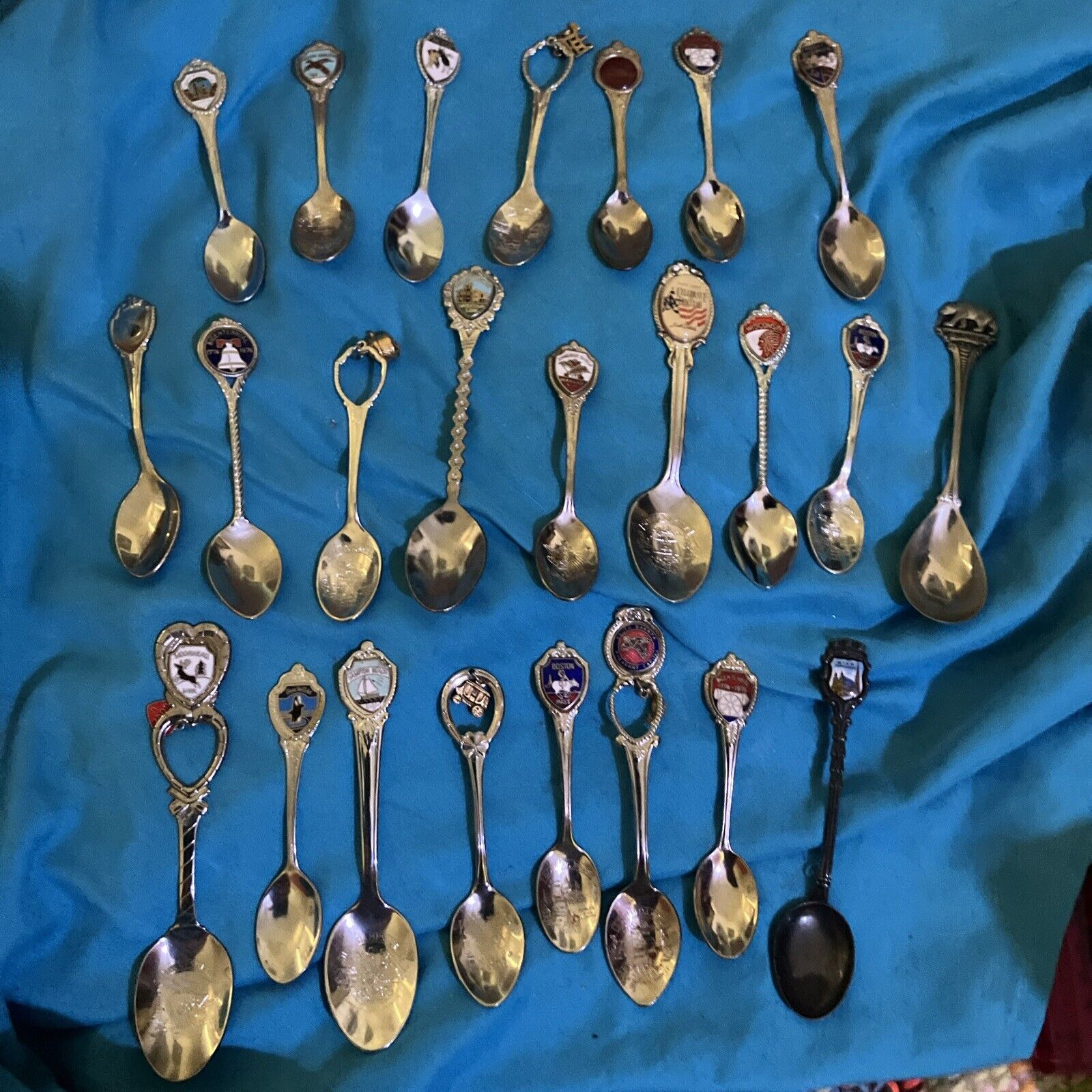 Vintage Lot of 24 Souvenir Spoons U.S.