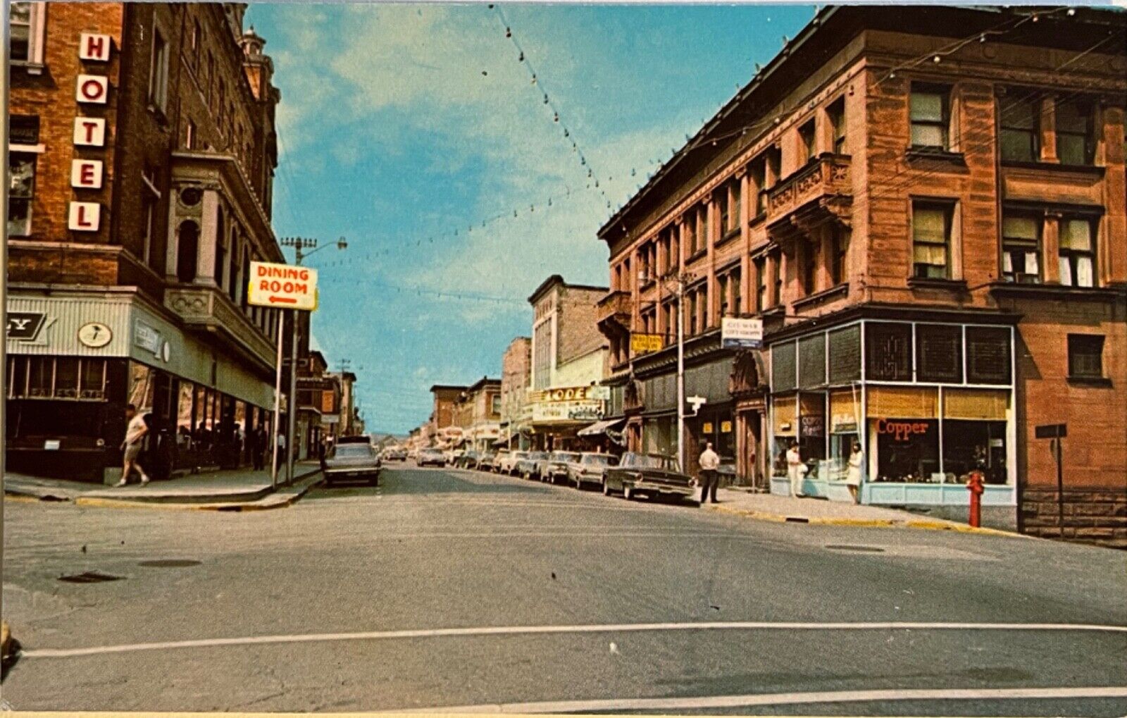 Houghton Michigan Sheldon Avenue Postcard c1960