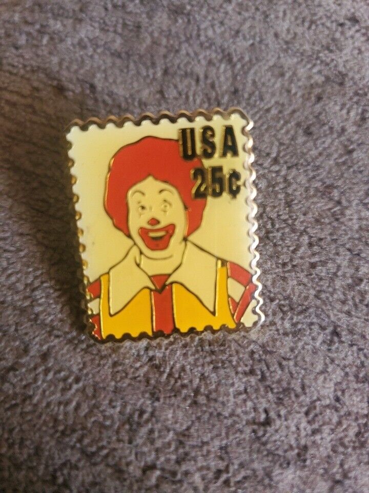 RARE Vintage McDonald\'s USA 25 cent Stamp Ronald McDonald Tie Tack Lapel Pin
