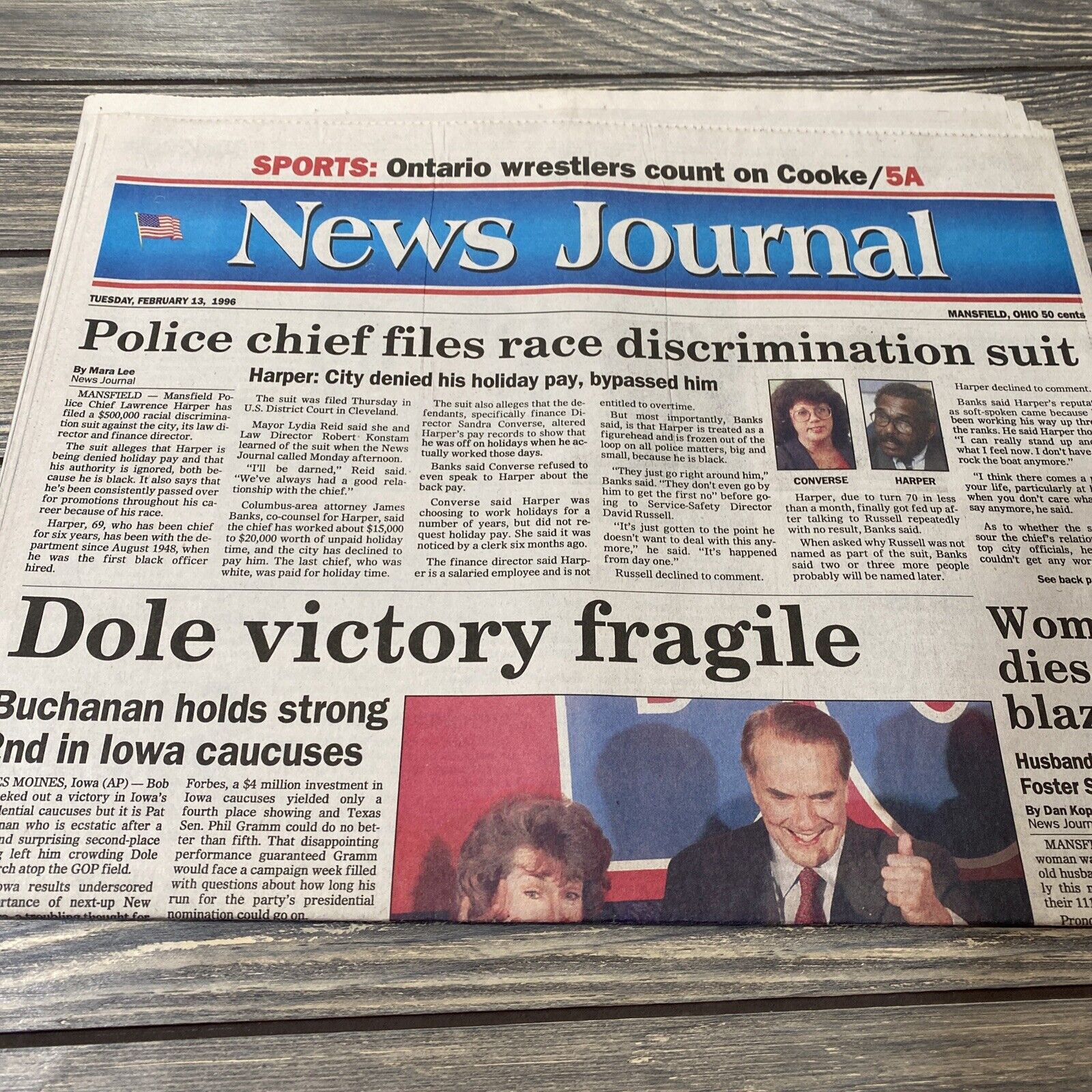 Vintage 1996 News Journal February 13 Mansfield Ohio Police Chief Files Race 