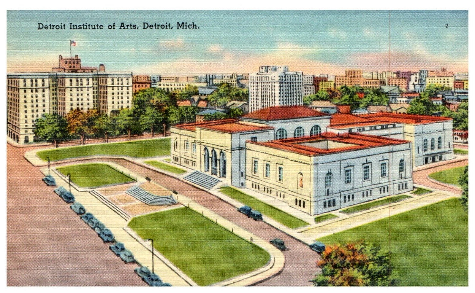 Detroit Institute of Art DIA Detroit Michigan Posted 1945 Linen Postcard