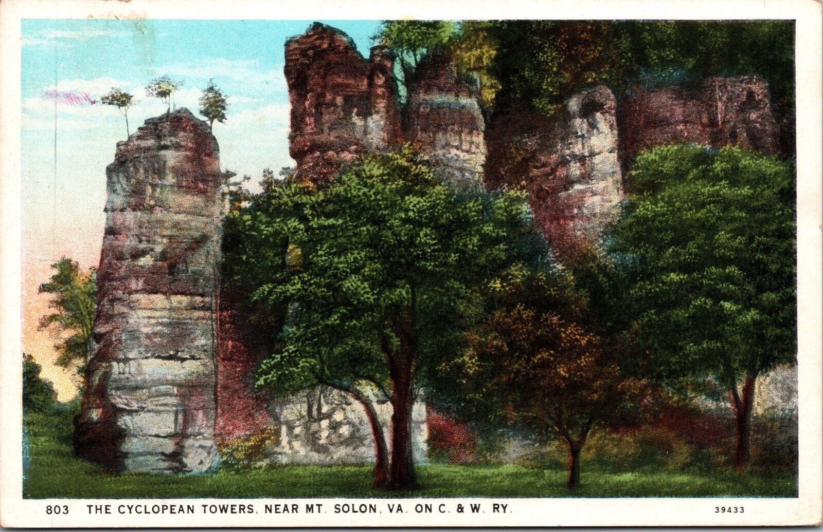 Postcard Cyclopean Towers Mount Solon Virginia 