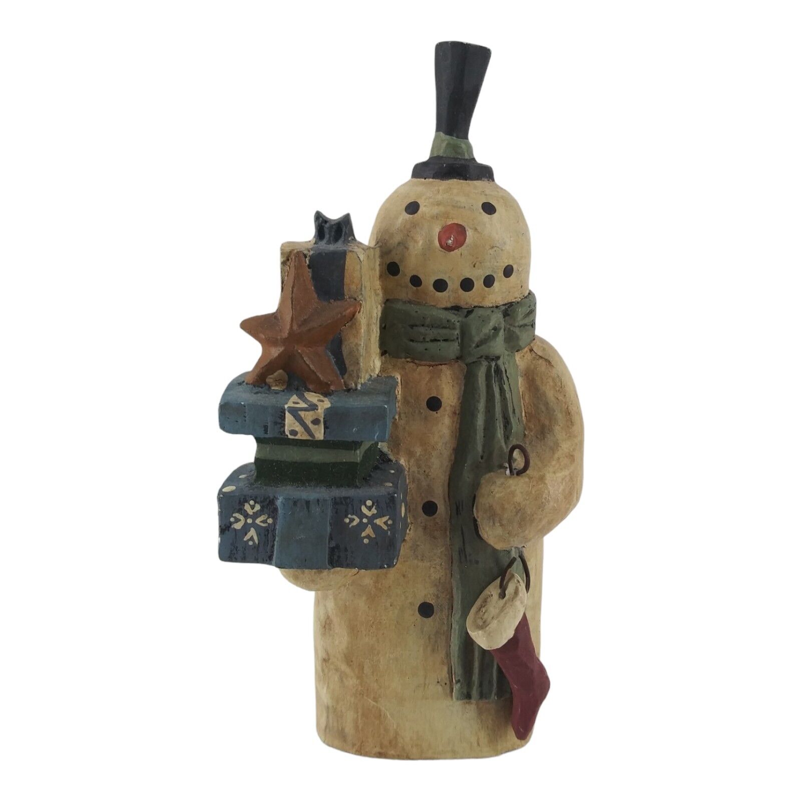 Greg Guedel Midwest of Cannon Falls FolkStar Snowman Figurine Presents Stocking