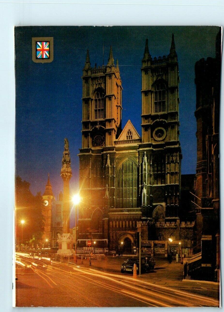 Postcard - Westminster Abbey - The West Towers by night - London, England