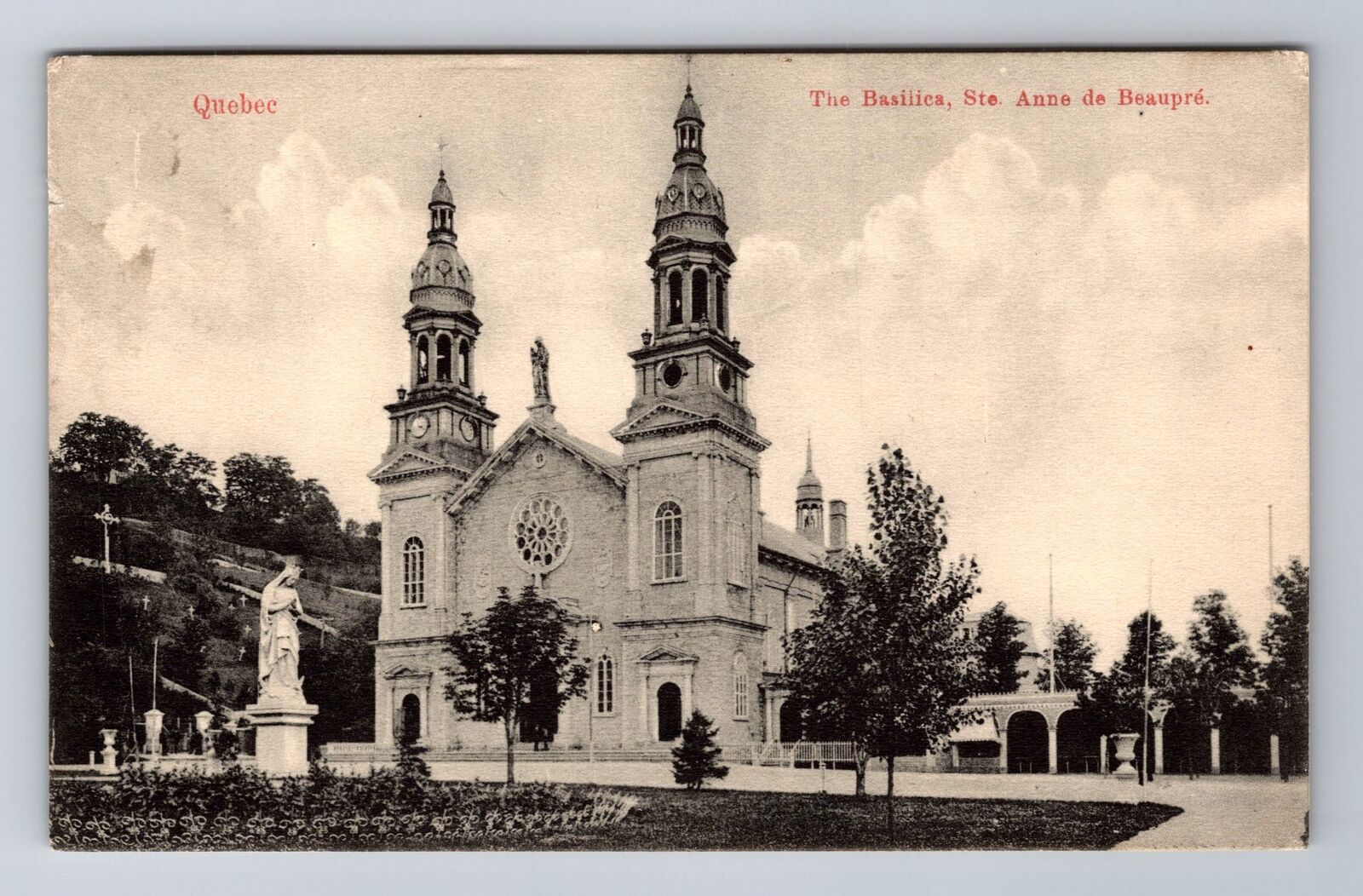 Quebec, Ste Anne de Beaupre the Basilica, Antique Vintage Souvenir Postcard
