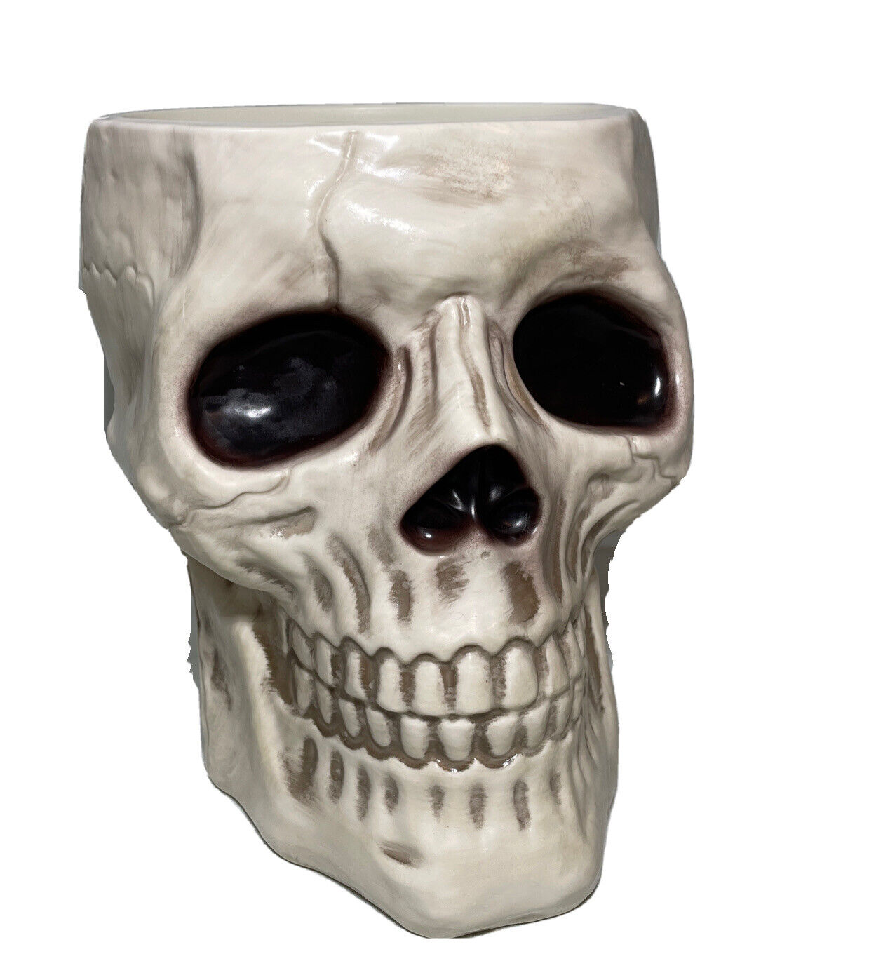 Seasons Large Blow Mold Style Skull Head Candy/Snack Dish Plastic 8.5\