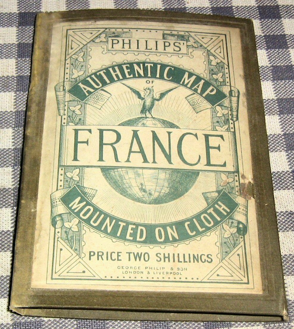 Circa 1900 Philip\'s Pocket Authentic Shilling Map of France,Linen Cloth,Railways