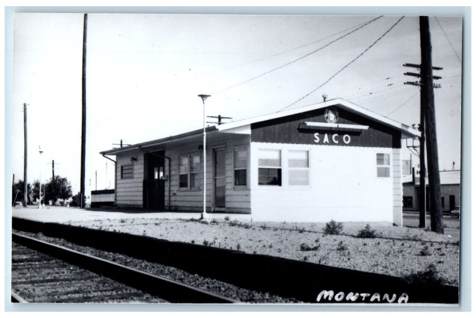 Saco Montana MT Postcard Railroad Depot Station c1970's Vintage RPPC Photo