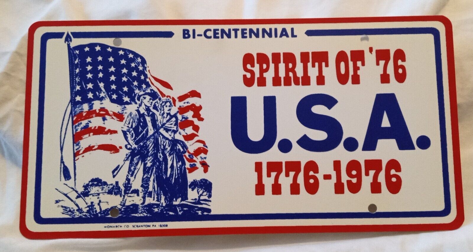 NOS 1976 Scranton Pennsylvania Car License Plate Spirit of \'76 Bicentennial Tag