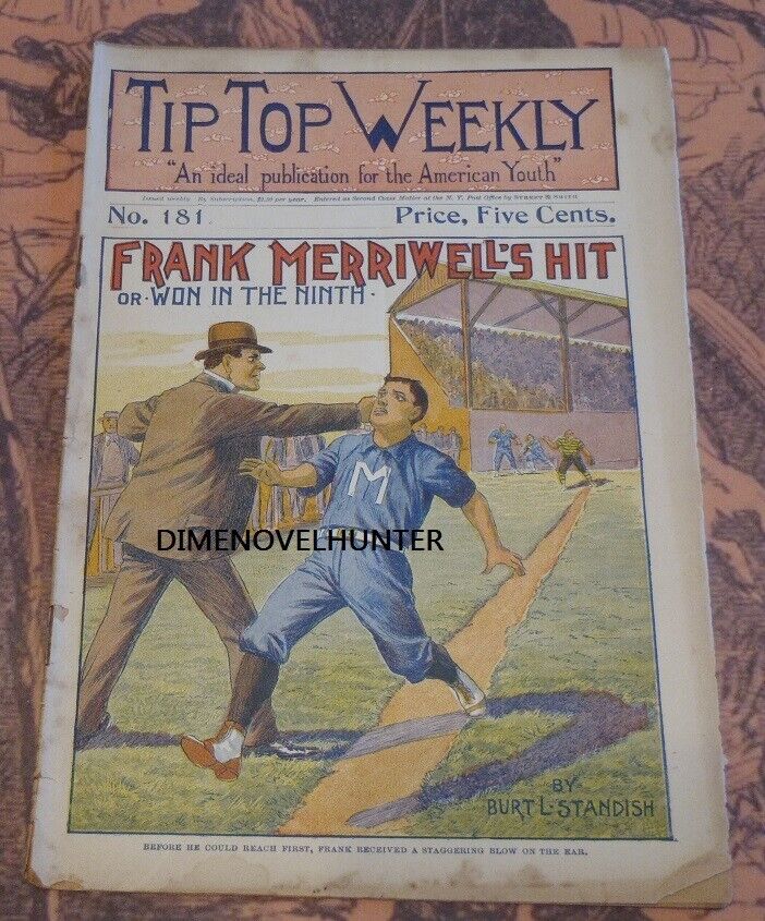 TIP TOP WEEKLY #181 GREAT BASEBALL COVER S&S 1904 DIME NOVEL STORY PAPER